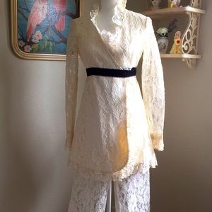 1960’s Lace Wrap Mini Dress & Pant Set